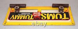 Rare! Nice! Vtg 1940's Advertising TUMS FOR THE TUMMY Metal Sign (9 x 4)
