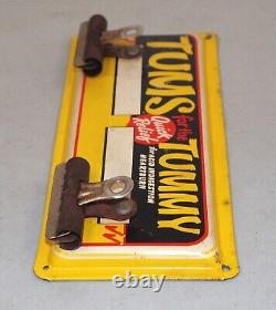 Rare! Nice! Vtg 1940's Advertising TUMS FOR THE TUMMY Metal Sign (9 x 4)