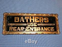 Rare Old Original Bathers Reverse Glass Gold Trade Sign Hotel Vintage Antique