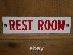 Rare Old Original Gas Station''rest Room'' Porcelain Sign Vintage Antique Oil
