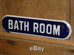 Rare Old Original'bath Room' Porcelain Sign Vintage Antique Gas Station Hotel