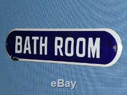 Rare Old Original'bath Room' Porcelain Sign Vintage Antique Gas Station Hotel