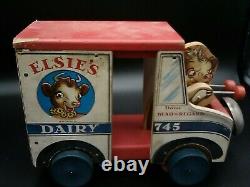 Rare Old Vintage Original Fisher Price Elsie's Dairy Truck # 745 Borden 1948