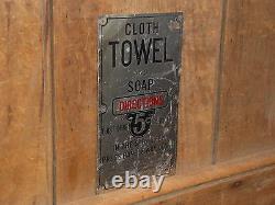 Rare Old Vintage Original Towel & Soap 5 Cents Pay Toilet Metal Sign Antique