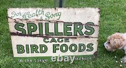 Rare Original Antique Vintage Enamel Sign, Spillers Cage Bird Foods