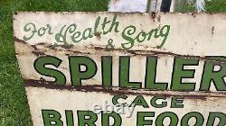 Rare Original Antique Vintage Enamel Sign, Spillers Cage Bird Foods