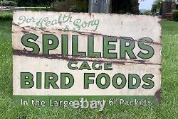 Rare Original Antique Vintage Enamel Sign, Spillers Cage Bird Foods