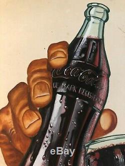 Rare Original Signed Vintage Coke Advertising Illustration Art Painting 1940s