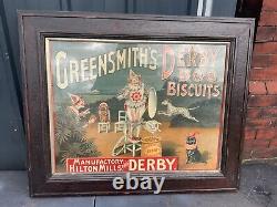 Rare Original Vintage Greensmiths Derby Dog Biscuit Advertising Sign Allen & Son