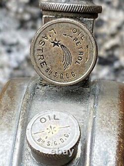 Rare Petrol Oil hand pump oil can veteran car motorcycle vintage brass tin
