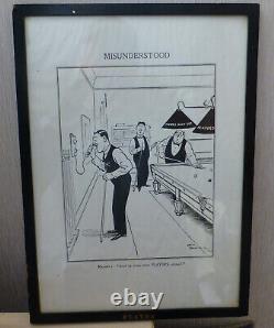 Rare Player's Navy Cut Vintage Framed Advertising Bateman Print Misunderstood