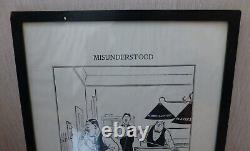 Rare Player's Navy Cut Vintage Framed Advertising Bateman Print Misunderstood