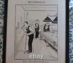 Rare Player's Navy Cut Vintage Framed Advertising Bateman Print Misunderstood