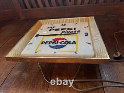 Rare Say Pepsi Please Coca Cola Vintage Light Up Clock advertising memorabilia