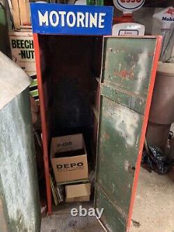 Rare Single Vintage Motorine Oil Cabinet Petrol Automobilia Old Garage Mancave