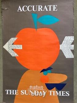 Rare Sunday Times Poster by Patrick Tilley Vintage 1960s Poster