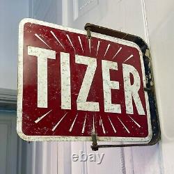 Rare Survivor, Original Vintage'TIZER' Double Sided Shop Sign, Original Bracket