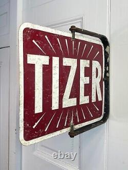 Rare Survivor, Original Vintage'TIZER' Double Sided Shop Sign, Original Bracket