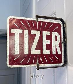 Rare Survivor, Original Vintage'TIZER' Double Sided Shop Sign, Original Bracket