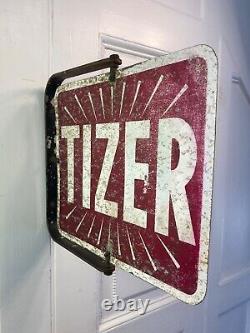 Rare Survivor, Original Vintage'TIZER' Double Sided Shop Sign, Original Bracket