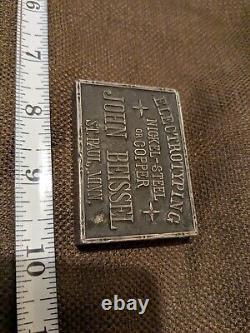Rare VINTAGE John Beissel Saint Paul Electrotyping ADVERTISING BRASS PAPERWEIGHT