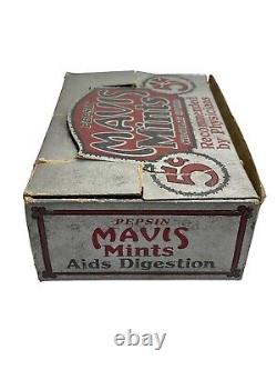 Rare-VINTAGE Rare 5 Cents ADVERTISING 24 UNOPENED BOX PEPSIN MAVIS MINTS