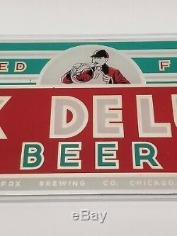 Rare VTG Peter Fox Deluxe Beer Reverse Paint Glass Bar Display Sign Chicago, IL