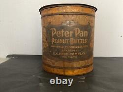 Rare Vintage 1920s Peter Pan Peanut Butter Tin 25lb Advertising Can E. K. Pond