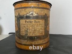 Rare Vintage 1920s Peter Pan Peanut Butter Tin 25lb Advertising Can E. K. Pond