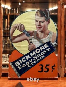Rare Vintage 1930s Bickmore Easy-Shave Cream Advertising Sign Original Display