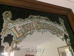 Rare Vintage 1930s Levi Strauss Advertising Mirror. Reverse Printed Levi Jeans