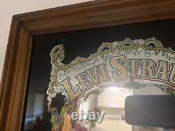 Rare Vintage 1930s Levi Strauss Advertising Mirror. Reverse Printed Levi Jeans