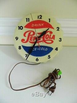 Rare Vintage 1950's Pepsi Cola Soda Pop Gas Station Lighted Clock SignWorks