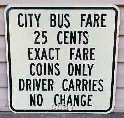 Rare Vintage 1950s City Bus Fare Sign Gas Oil Transportation Transit Advertising