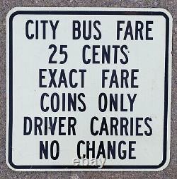 Rare Vintage 1950s City Bus Fare Sign Gas Oil Transportation Transit Advertising