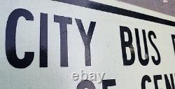 Rare Vintage 1950s City Bus Fare Sign Gas Oil Transportation Transit Advertising