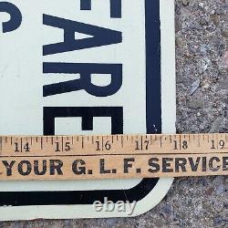 Rare Vintage 1950s City Bus Fare Sign Gas Oil Transportation Transit Advertising
