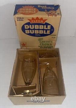 Rare Vintage 1950s FLEER Dubble Bubble Promo Golden Crown Stemware Glasses w Box