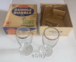 Rare Vintage 1950s FLEER Dubble Bubble Promo Golden Crown Stemware Glasses w Box