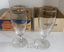 Rare Vintage 1950s FLEER Dubble Bubble Promo Golden Crown Stemware Glasses w Box
