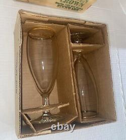Rare Vintage 1950s FLEER Dubble Bubble Promo Golden Crown Stemware Glasses w Box