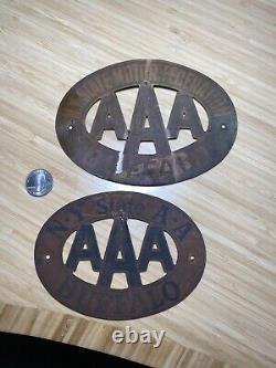 Rare Vintage 1950s NY STATE AA AAA Buffalo Steel Plaque/Signs Two