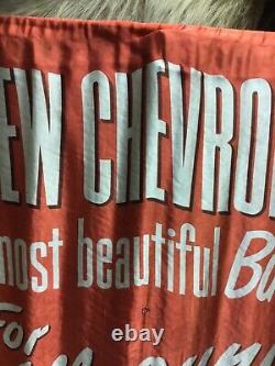 Rare Vintage 1950s Original Chevrolet Dealers Silk Advertising Banner 39 by 25