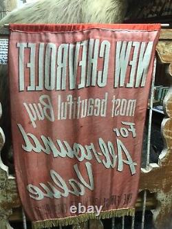 Rare Vintage 1950s Original Chevrolet Dealers Silk Advertising Banner 39 by 25