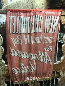 Rare Vintage 1950s Original Chevrolet Dealers Silk Advertising Banner 39 by 25