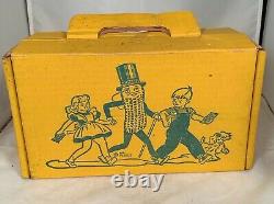 Rare Vintage 1950s To 1960s Planters Mr Peanut & Children Cardboard Lunch Box