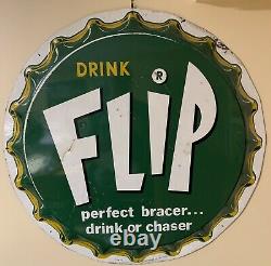 Rare Vintage 1960s Large 29 Drink Flip Bottle Cap Soda Advertising Metal Sign