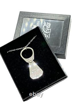 Rare Vintage 1984 Coca Cola ST. Silver Ring Pull Pendant Necklace Original Box