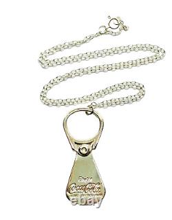 Rare Vintage 1984 Coca Cola ST. Silver Ring Pull Pendant Necklace Original Box