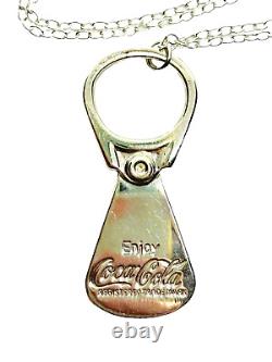 Rare Vintage 1984 Coca Cola ST. Silver Ring Pull Pendant Necklace Original Box